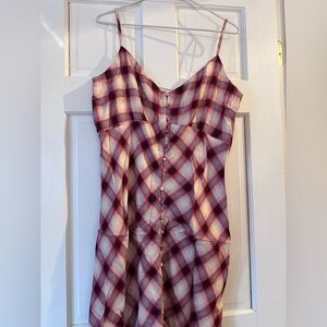 GAP Red and White Plaid Maxi Dress